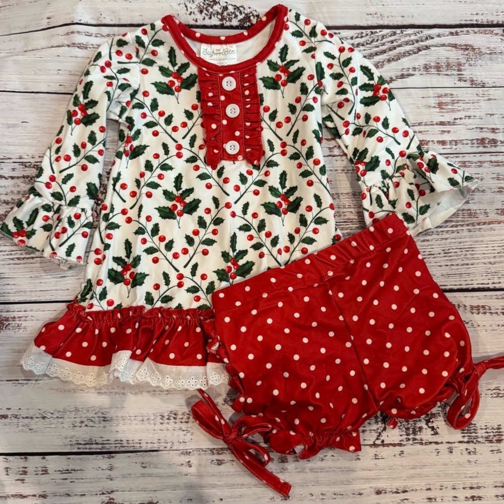NWOT Sugar Bee Festive Lace nightgown with Bloomers 3M
